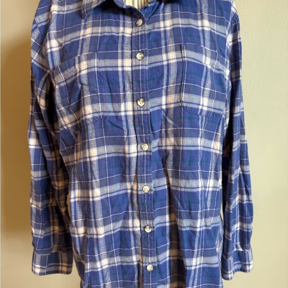 L.L. Bean Women's Blue Plaid Button Down Shirt